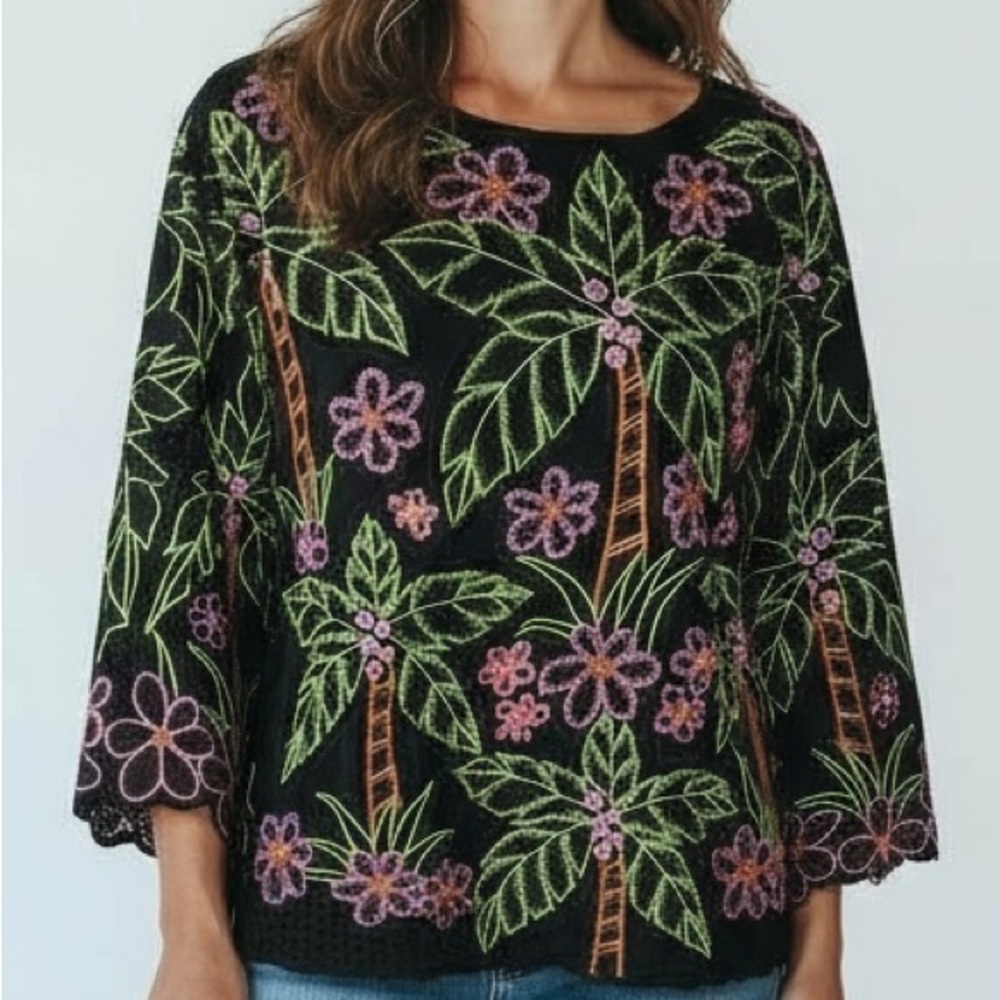 Faith Beaded Top Black Medium Vintage‎